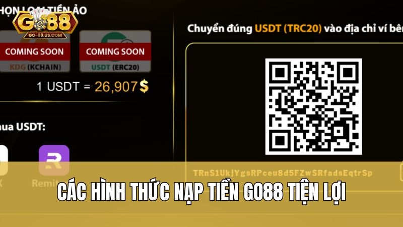 Các hình thức nạp tiền Go88 tiện lợi