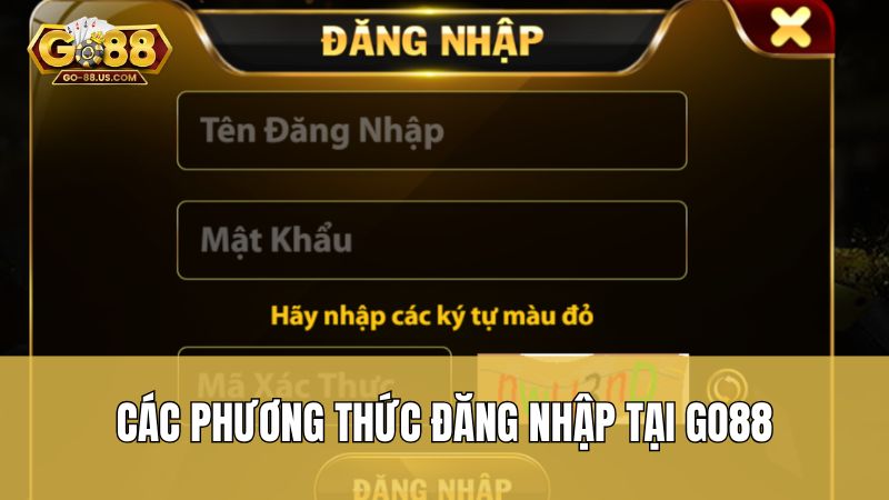 Các phương thức đăng nhập tại Go88