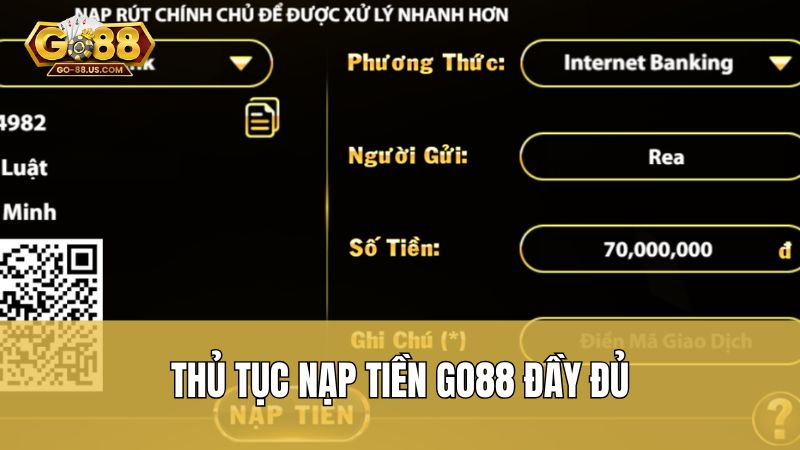 Thủ tục nạp tiền Go88 đầy đủ
